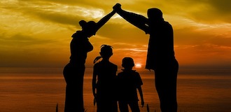 family at sunset