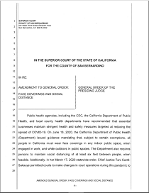 Amendment to GO Face Coverings and Social Distance