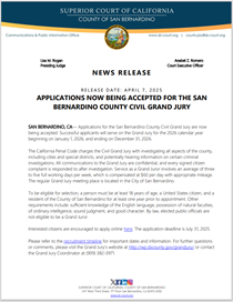 Applications Now Being Accepted for the SB County Civil Grand Jury