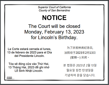Closed Monday, February 13, 2023