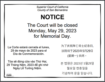 Closed Monday, May 29, 2023