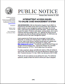 Intermittent Access Issues to Online Case Management System