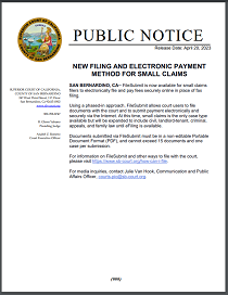 New Filing and Electronic Payment Method for Small Claims
