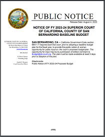 Notice of FY 2023-24 Baseline Budget