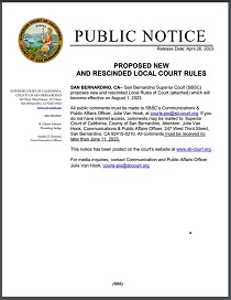Proposed New and Rescinded Local Court Rules