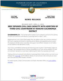 SBSC Opening Third Civil Courtroom at Rancho Cucamonga District
